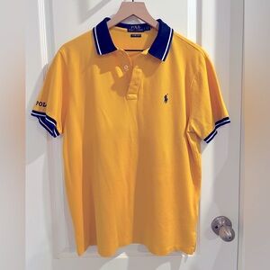 Ralph Lauren Yellow Polo Shirt Classic Design Cotton Blend